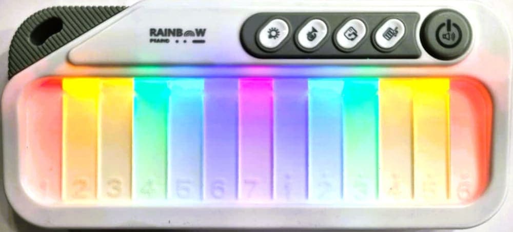 Rainbow Light Piano for Kids | Pocket Electronic Keyboard with Color Touch Keys, Learning Lights & Music Modes | Montessori Educational Musical Toy for Boys & Girls (3+ Years) (White)